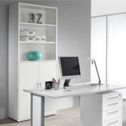 Rackhams Prima Bookcase 4 Shelves with 2 Doors in White - White - Wood - 1 - thumbnail 5