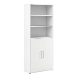 Rackhams Prima Bookcase 4 Shelves with 2 Doors in White - White - Wood - 1 - thumbnail 1