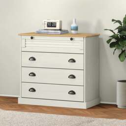 Rackhams Chest of Drawers VIGO White 80x40x76 cm Solid Wood Pine