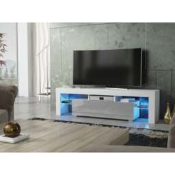 Rackhams Chic 160cm TV Unit – Modern TV Stand Cabinet with Grey High Gloss Door and Free LED - 160 cm - 1 -  MDF/Chipboard - thumbnail 3