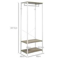 Rackhams Hallway Coat Rack and Shoe Bench Tree - Grey - thumbnail 3