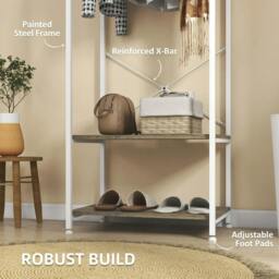 Rackhams Hallway Coat Rack and Shoe Bench Tree - Grey - thumbnail 5