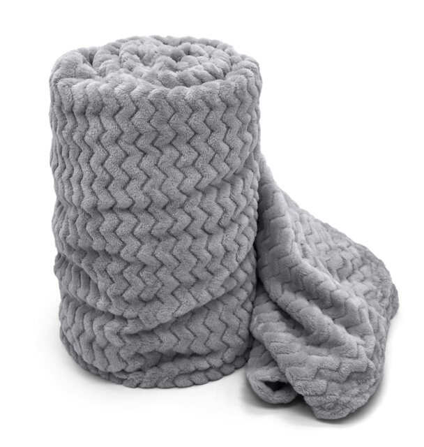 Rackhams Moda Ribbed Chevron Super Soft Blanket - 127cm x 152cm - Silver - image 1