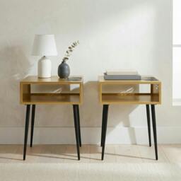Rackhams Set of 2 Galaxy Metal Bedside Tables with Undershelf - Copper - thumbnail 2
