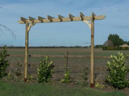 Rackhams Corbel Single Beam Pergola, Plant Climbing Arbour - Sculpted brace - Natural (Light Green) - Two Row Kit - 1.8m - thumbnail 2