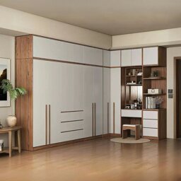 Rackhams Nascimento Corner Wardrobe, Tall Wardrobe, L Shape Wardrobe With Dressing Table - 230cm + 130cm - thumbnail 4