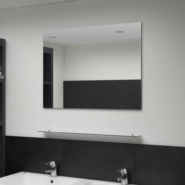 Rackhams Wall Mirror with Shelf 80x60 cm Tempered Glass