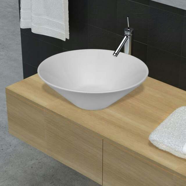 Rackhams Bathroom Porcelain Ceramic Sink Art Basin Bowl White