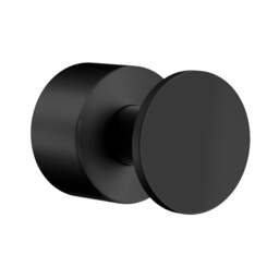 Rackhams Pair of Matt Black Towel Hooks (19mm) Wall Mounted Bathroom Storage Round Robe Hooks Clothes Hanger Coat Peg - thumbnail 1