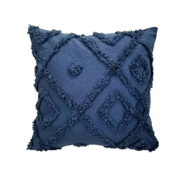 Rackhams Shabby Chic Tuft Cushion - 43cm x 43cm - Blue - image 1