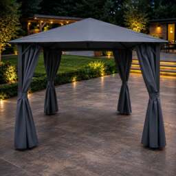 Rackhams Highfield Replacement Gazebo Curtain Set - Grey - 2.5m x 2.5m - thumbnail 1