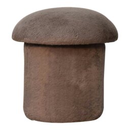 Rackhams Mocha Faux Fur Mushroom Footstool