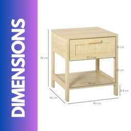 Rackhams Rattan Bedside Table With Drawer and Shelf Natural Wood - thumbnail 6