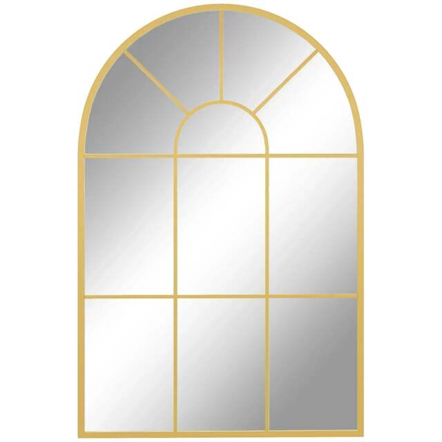 Rackhams 90 X 61cm Arched Grid Mirror - Gold Tone