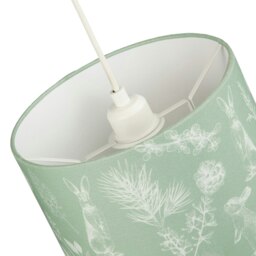 Rackhams Woodland Theme Sage Olive Green Cotton Shade with Hares and Thistle Floral Decor - thumbnail 5