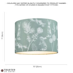 Rackhams Woodland Theme Sage Olive Green Cotton Shade with Hares and Thistle Floral Decor - thumbnail 6