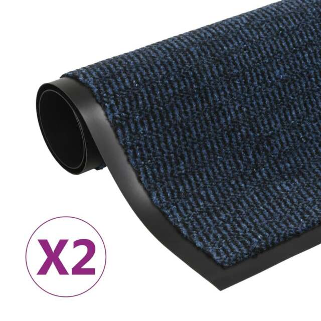 Rackhams Dust Control Mats 2 pcs Rectangular Tufted 40x60 cm Blue