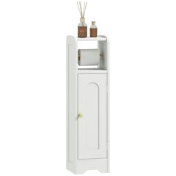 Rackhams Toilet Roll Holder Slim Bathroom Cabinet with Adjustable Shelf White - White - Small Bathroom Storage Cabinet - 1 - thumbnail 2