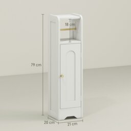 Rackhams Toilet Roll Holder Slim Bathroom Cabinet with Adjustable Shelf White - White - Small Bathroom Storage Cabinet - 1 - thumbnail 5