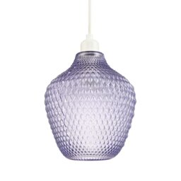 Rackhams Designer Soft Lilac and Purpler Curvy Diamond Etched Glass Pendant Lamp Shade - thumbnail 3