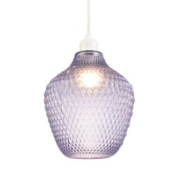 Rackhams Designer Soft Lilac and Purpler Curvy Diamond Etched Glass Pendant Lamp Shade - thumbnail 1