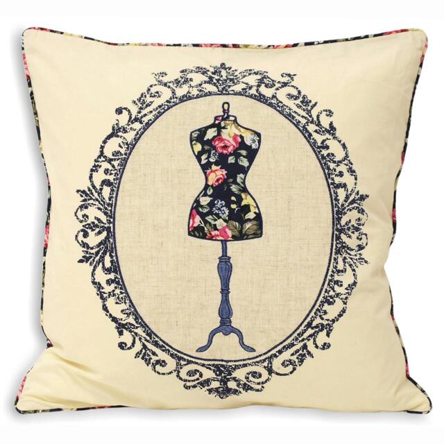 Rackhams Victoria Mannequin Cushion Cover - Navy - 45x45cm - Navy - 100% Cotton