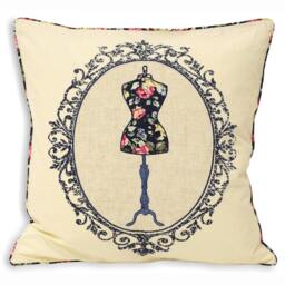Rackhams Victoria Mannequin Cushion Cover - Navy - 45x45cm - Navy - 100% Cotton