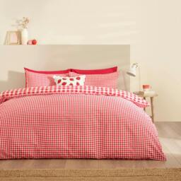 Rackhams Bamford Gingham Check Reversible Duvet Cover Set Red - Super King - Red