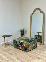 Rackhams Premium Green Floral Large Square Ottoman - Storage Footstool Pouffe UK - 40 x 40 Inches (102 x 102cm) - thumbnail 3