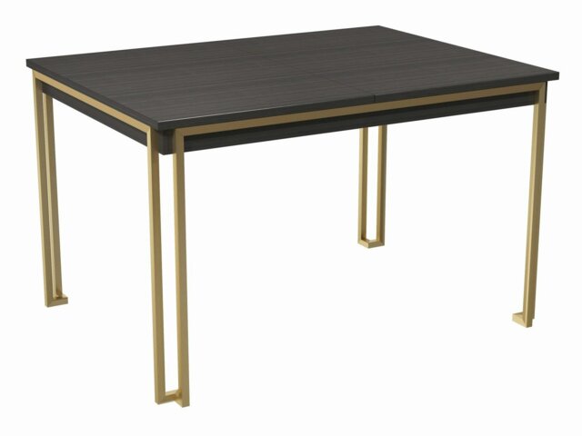 Rackhams Federico Oak Veneer Extending Dining Table - Black Stained Oak Veneer - Brass - image 1