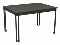 Rackhams Federico Oak Veneer Extending Dining Table - Black Stained Oak Veneer - Brass - thumbnail 3