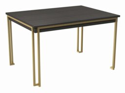 Rackhams Federico Oak Veneer Extending Dining Table - Black Stained Oak Veneer - Brass - thumbnail 1