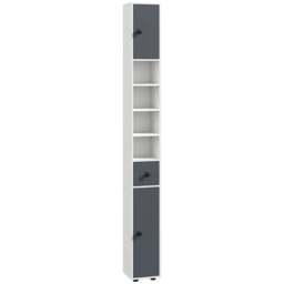 Rackhams 180cm Slim Bathroom Cabinet, with Drawer, Shelves and Cupboards - Grey - thumbnail 1