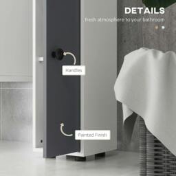 Rackhams 180cm Slim Bathroom Cabinet, with Drawer, Shelves and Cupboards - Grey - thumbnail 6