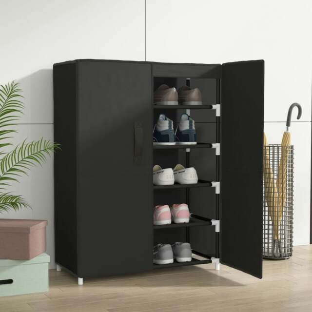 Rackhams Shoe Cabinet Black 60x28x90 cm Fabric