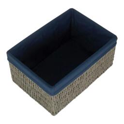 Rackhams Navy Blue Paper Rope Storage Basket with Navy Blue Cotton Lining - Medium - thumbnail 3