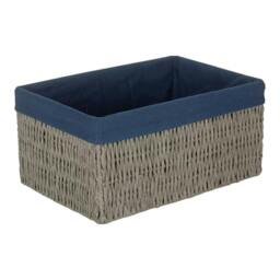 Rackhams Navy Blue Paper Rope Storage Basket with Navy Blue Cotton Lining - Medium - thumbnail 1