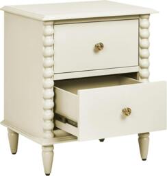 Rackhams Cromwell Bedside Table with Bobbin Design - Linen, Cream - thumbnail 6