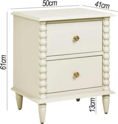 Rackhams Cromwell Bedside Table with Bobbin Design - Linen, Cream - thumbnail 2