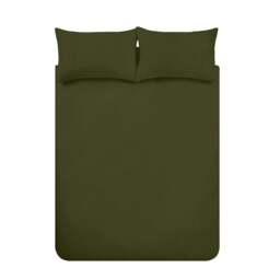 Rackhams Brushed Cotton Plain Dark Green Duvet Cover Set - Double - thumbnail 4