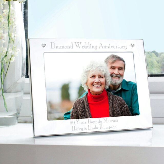 Rackhams Personalised Diamond Anniversary 5x7 Landscape Photo Frame - image 1