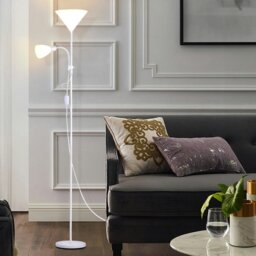 Rackhams Torchiere Double Heads Floor Lamp Adjustable Reading Light - Brass - thumbnail 3