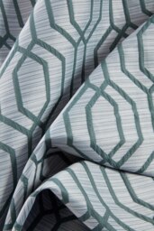 "Rackhams Dakotta Geometric Eyelet Curtains Ring Top Pair - Green - 90 x 72""" - thumbnail 4