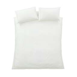 Rackhams Contrast Trim 200 Thread Count Cotton Duvet Cover Set White / Natural - King - White / Natural - thumbnail 6