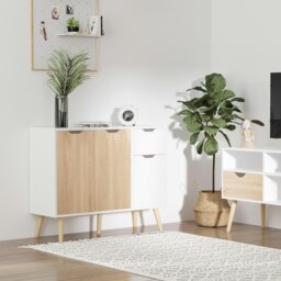 Rackhams Storage Cabinet Floor Standing Sideboard with Drawer Kitchen, Living Room - Natural