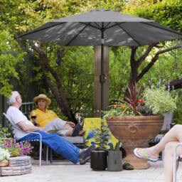 Rackhams 2.6M Garden Parasol Umbrella with Aluminium Pole, Tilt, Crank - Grey - Dia. 2.65 x 2.3H m - thumbnail 1