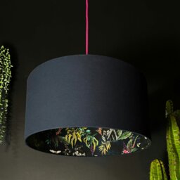 "Rackhams Twilight Deadly Night Shade Silhouette Lampshade in Deep Space Navy - Table / Floor Lamp - 70cm diameter x 25cm Height (27"" x 10"")" - thumbnail 1