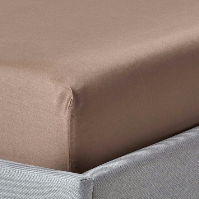 Rackhams Organic 400 TC Egyptian Cotton Sateen Fitted Sheet – 30 cm Deep - Brown - King