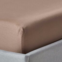 Rackhams Organic 400 TC Egyptian Cotton Sateen Fitted Sheet – 30 cm Deep - Brown - King - thumbnail 1