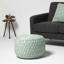 Rackhams Grace Pleated Velvet Pouffe - Pink - thumbnail 3